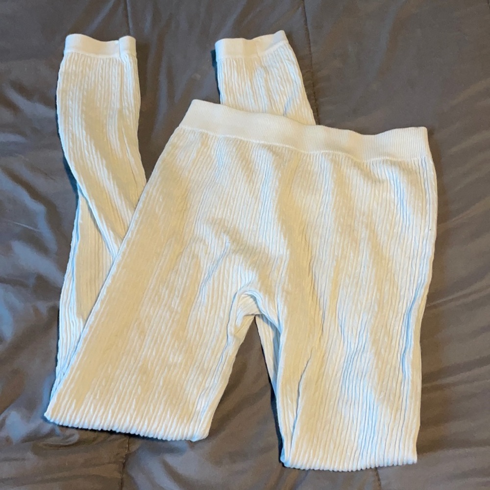 White Cableknit Longjohn Leggings - XS
